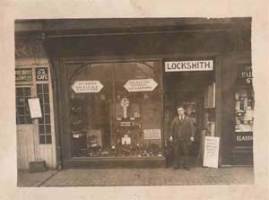 Ernie Clare outside the original shop